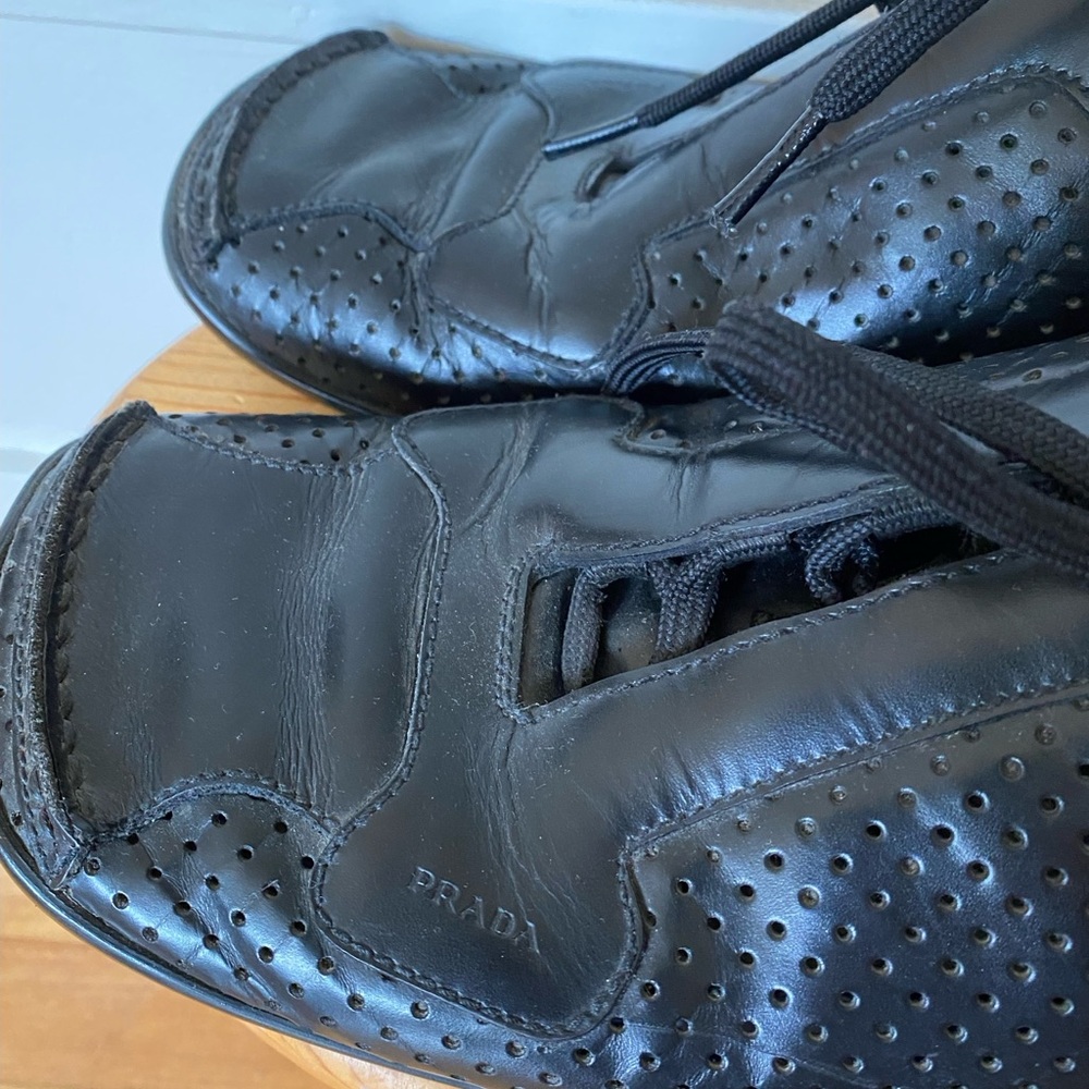 Prada Men's Black Perforated Sneakers